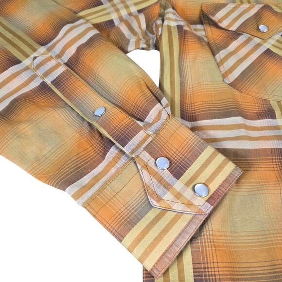 Resistol Vtg‎ Womens Yellow Plaid Pearl Snap Shirt Longsleeve Rodeo Bar Medium - Picture 5 of 14